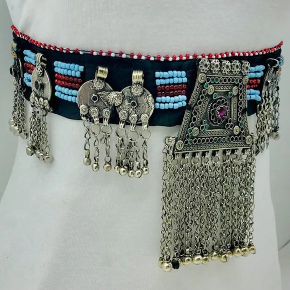 Vintage Kuchi Belt: Tribal Belly Dance Belt with Coins & Beads main image 10